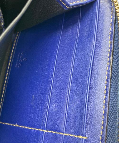 GUCCI（グッチ）GUCCI (グッチ) ラウンドファスナー長財布 グレー×ブルーの古着・服飾アイテム