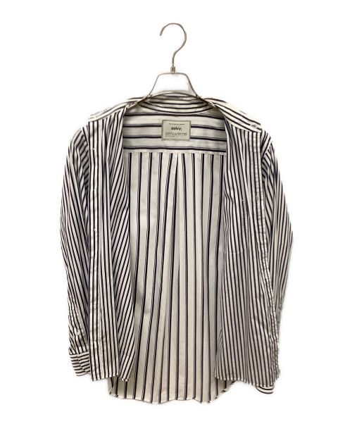 salvy;（サヴィー）salvy; (サヴィー) GROSEGRAIN STRIPE SHIRT ネイビー×ホワイト サイズ:SIZE 2の古着・服飾アイテム