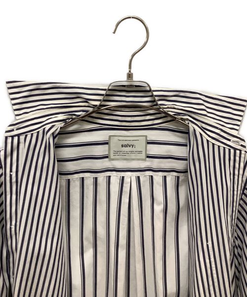 salvy;（サヴィー）salvy; (サヴィー) GROSEGRAIN STRIPE SHIRT ネイビー×ホワイト サイズ:SIZE 2の古着・服飾アイテム