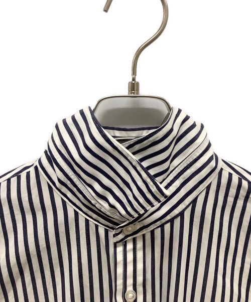salvy;（サヴィー）salvy; (サヴィー) GROSEGRAIN STRIPE SHIRT ネイビー×ホワイト サイズ:SIZE 2の古着・服飾アイテム