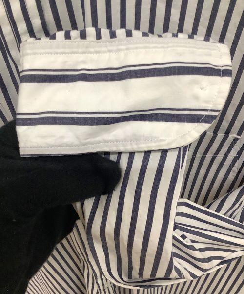 salvy;（サヴィー）salvy; (サヴィー) GROSEGRAIN STRIPE SHIRT ネイビー×ホワイト サイズ:SIZE 2の古着・服飾アイテム