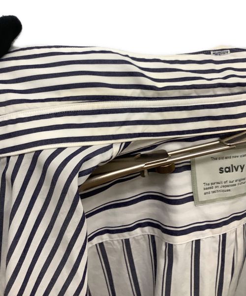 salvy;（サヴィー）salvy; (サヴィー) GROSEGRAIN STRIPE SHIRT ネイビー×ホワイト サイズ:SIZE 2の古着・服飾アイテム