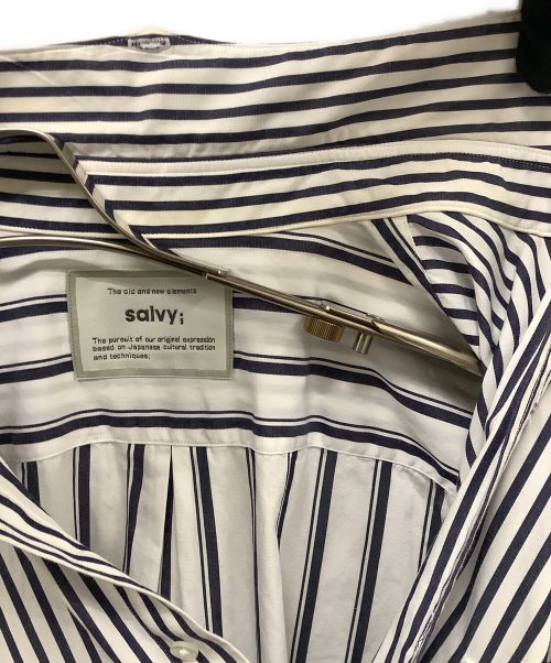 salvy;（サヴィー）salvy; (サヴィー) GROSEGRAIN STRIPE SHIRT ネイビー×ホワイト サイズ:SIZE 2の古着・服飾アイテム