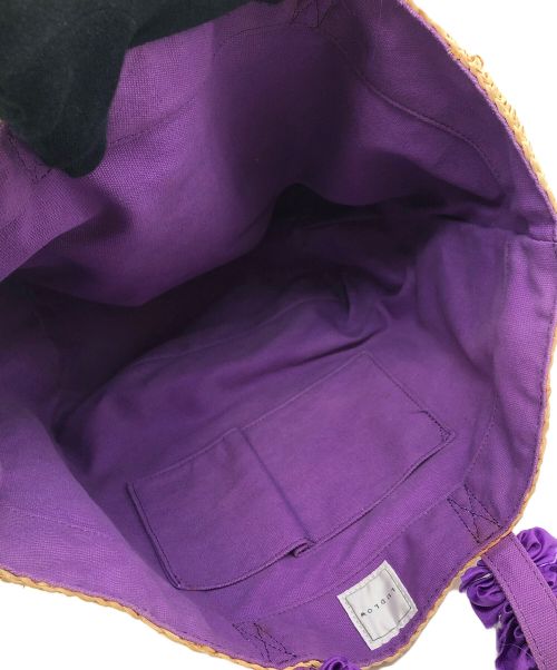 LUDLOW（ラドロー）LUDLOW (ラドロー) フリルハンドルカゴバッグ パープル×ベージュの古着・服飾アイテム