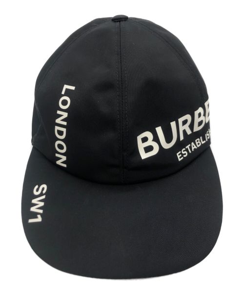 BURBERRY LONDON（バーバリーロンドン）BURBERRY LONDON (バーバリー ロンドン) ホースフェリープリントキャップ ブラック×ホワイトの古着・服飾アイテム