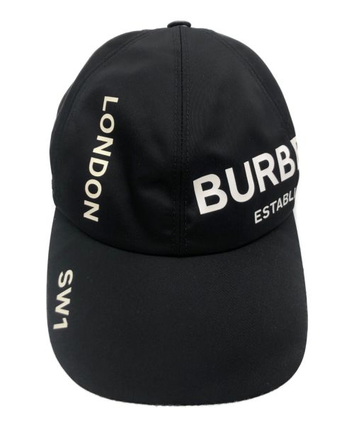 BURBERRY LONDON（バーバリーロンドン）BURBERRY LONDON (バーバリー ロンドン) ホースフェリープリントキャップ ブラック×ホワイトの古着・服飾アイテム