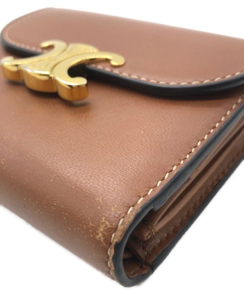 CELINE（セリーヌ）CELINE (セリーヌ) スモールフラップウォレット トリオンフ ブラウンの古着・服飾アイテム