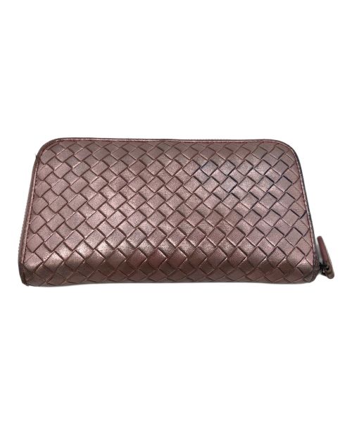 BOTTEGA VENETA（ボッテガベネタ）BOTTEGA VENETA (ボッテガベネタ) ラウンドファスナーウォレット イントレチャート ピンクの古着・服飾アイテム
