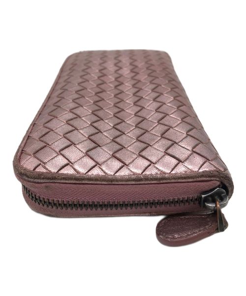 BOTTEGA VENETA（ボッテガベネタ）BOTTEGA VENETA (ボッテガベネタ) ラウンドファスナーウォレット イントレチャート ピンクの古着・服飾アイテム