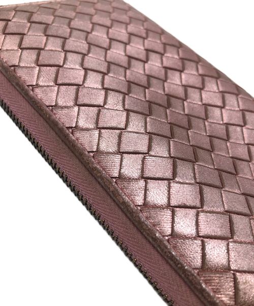 BOTTEGA VENETA（ボッテガベネタ）BOTTEGA VENETA (ボッテガベネタ) ラウンドファスナーウォレット イントレチャート ピンクの古着・服飾アイテム