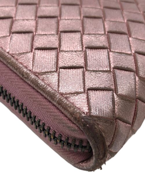 BOTTEGA VENETA（ボッテガベネタ）BOTTEGA VENETA (ボッテガベネタ) ラウンドファスナーウォレット イントレチャート ピンクの古着・服飾アイテム