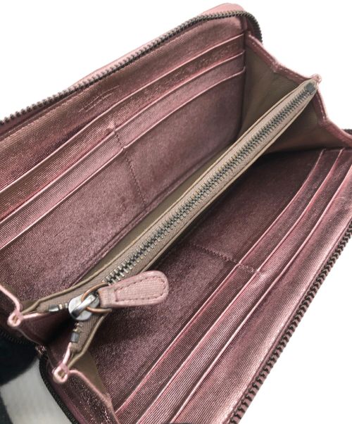 BOTTEGA VENETA（ボッテガベネタ）BOTTEGA VENETA (ボッテガベネタ) ラウンドファスナーウォレット イントレチャート ピンクの古着・服飾アイテム