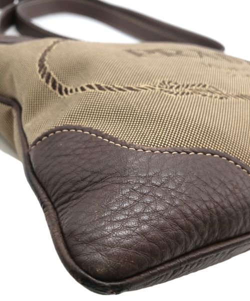 PRADA（プラダ）PRADA (プラダ) ジャガードショルダーバッグ ブラウン×ベージュの古着・服飾アイテム