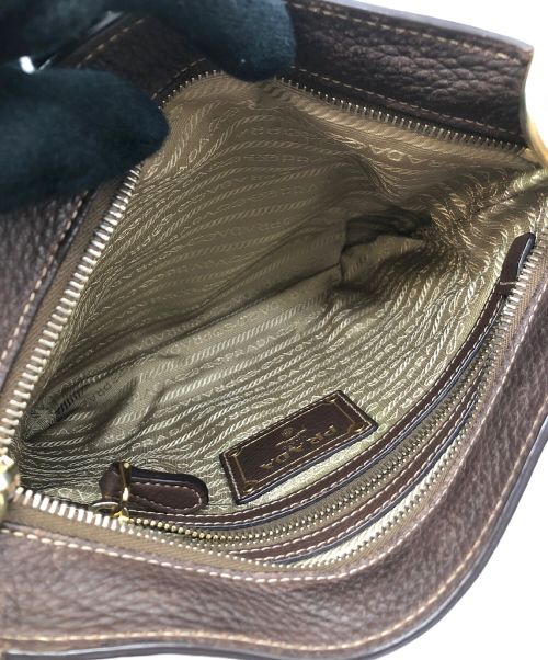 PRADA（プラダ）PRADA (プラダ) ジャガードショルダーバッグ ブラウン×ベージュの古着・服飾アイテム