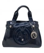 ARMANI JEANSアルマーニジーンズ）の古着「エナメルハンドバッグ」｜ネイビー