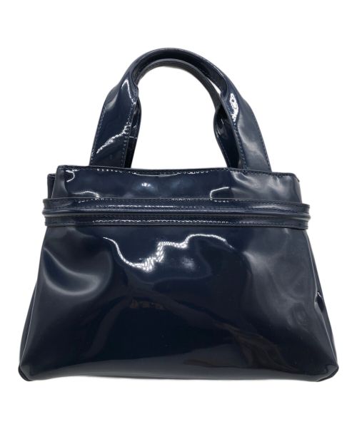 ARMANI JEANS（アルマーニジーンズ）ARMANI JEANS (アルマーニジーンズ) エナメルハンドバッグ ネイビーの古着・服飾アイテム