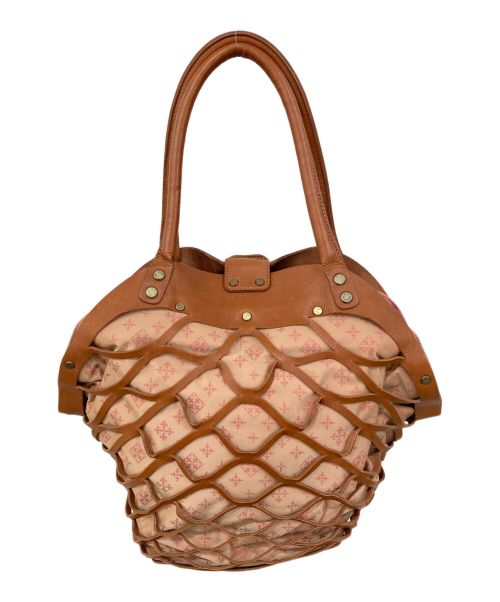 russet（ラシット）russet (ラシット) 異素材コンビバッグ ブラウン×ベージュ×ピンクの古着・服飾アイテム