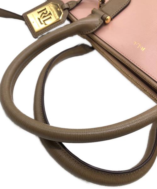 LAUREN RALPH LAUREN（ローレンラルフローレン）LAUREN RALPH LAUREN (ローレンラルフローレン) 2WAYバッグ ピンク×ブラウンの古着・服飾アイテム