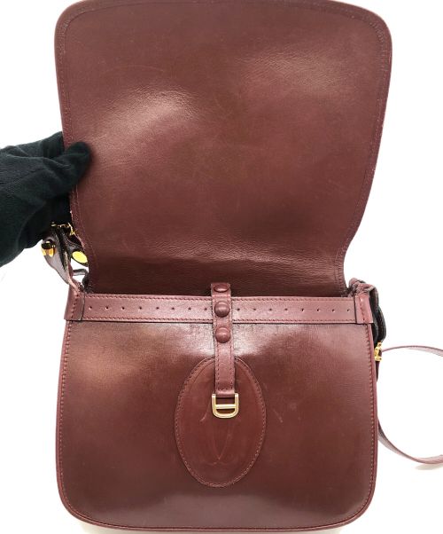 Cartier（カルティエ）Cartier (カルティエ) フラップショルダーバッグ ボルドーの古着・服飾アイテム