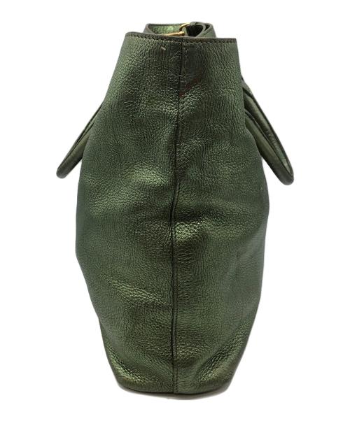 PRADA（プラダ）PRADA (プラダ) 2WAYメタリックトートバッグ グリーンの古着・服飾アイテム