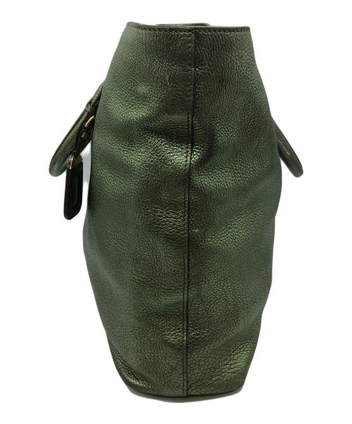 PRADA（プラダ）PRADA (プラダ) 2WAYメタリックトートバッグ グリーンの古着・服飾アイテム