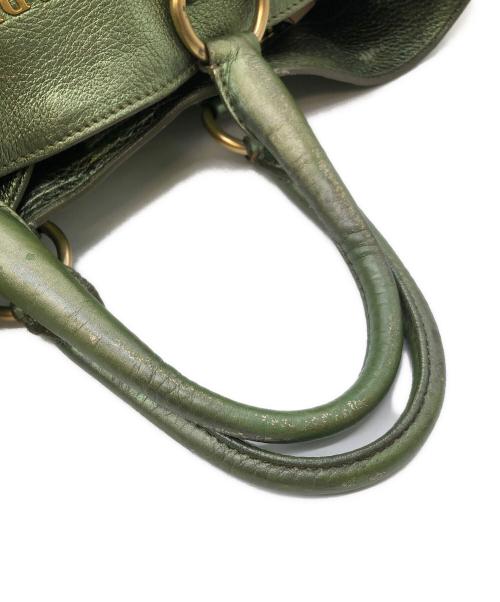 PRADA（プラダ）PRADA (プラダ) 2WAYメタリックトートバッグ グリーンの古着・服飾アイテム