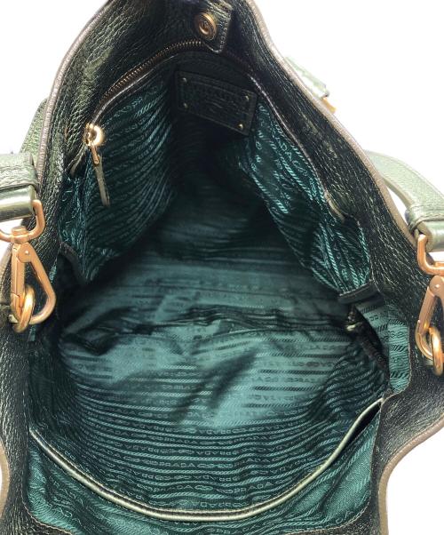 PRADA（プラダ）PRADA (プラダ) 2WAYメタリックトートバッグ グリーンの古着・服飾アイテム