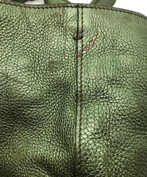 PRADA（プラダ）PRADA (プラダ) 2WAYメタリックトートバッグ グリーンの古着・服飾アイテム