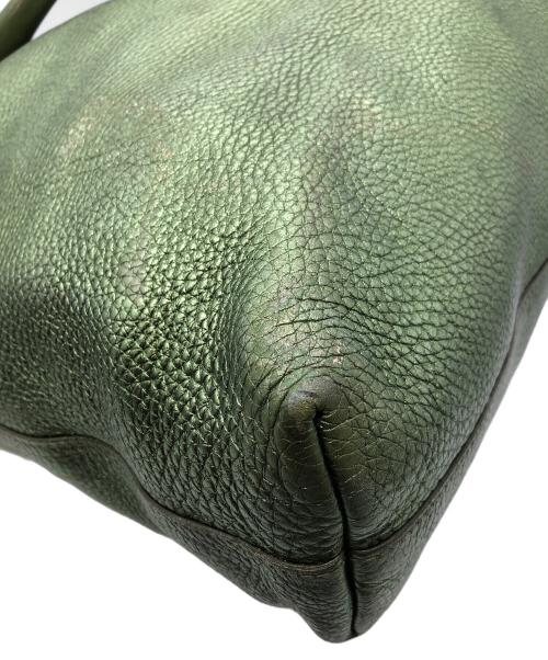 PRADA（プラダ）PRADA (プラダ) 2WAYメタリックトートバッグ グリーンの古着・服飾アイテム