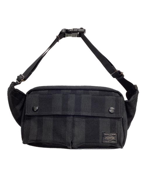 PORTER（ポーター）PORTER (ポーター) WAIST BAG ブラック×グレーの古着・服飾アイテム