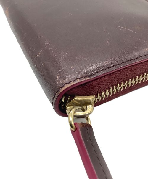 JIL SANDER（ジルサンダー）JIL SANDER (ジルサンダー) ラウンドファスナー2つ折り財布 バーガンディーの古着・服飾アイテム