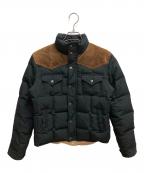 RALPH LAURENラルフローレン）の古着「スウェード切替ダウンジャケット」｜ブラック×ブラウン