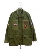 X-LARGEエクストララージ）の古着「PATCHED MILITARY JACKET」｜カーキ