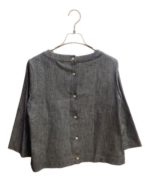 45R（フォーティファイブ・アール）45R (フォーティーファイブアール) バックボタン七分袖シャンブレーブラウス インディゴ サイズ:SIZE 2の古着・服飾アイテム