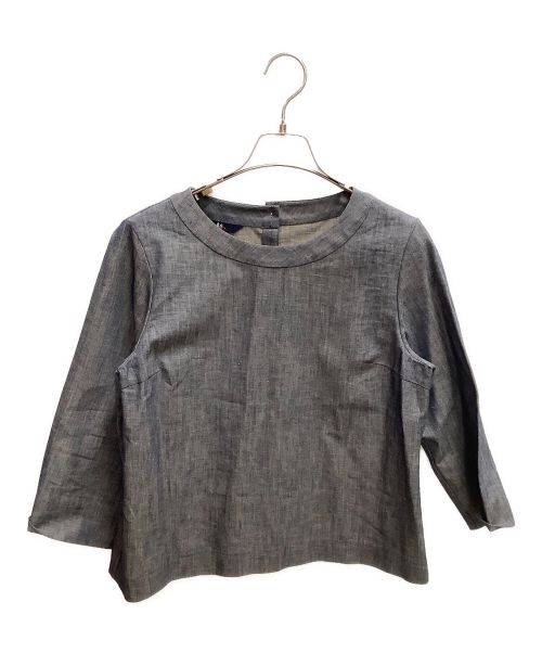 45R（フォーティファイブ・アール）45R (フォーティーファイブアール) バックボタン七分袖シャンブレーブラウス インディゴ サイズ:SIZE 2の古着・服飾アイテム