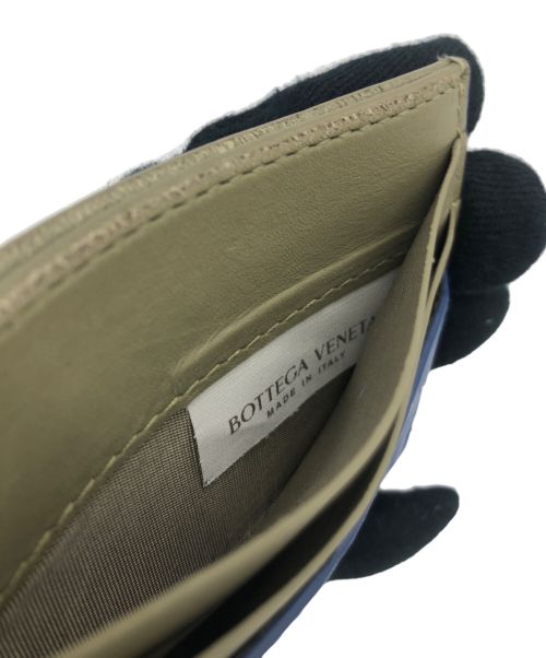 BOTTEGA VENETA（ボッテガベネタ）BOTTEGA VENETA (ボッテガベネタ) カードケース / イントレチャート カーキ×ブルーの古着・服飾アイテム