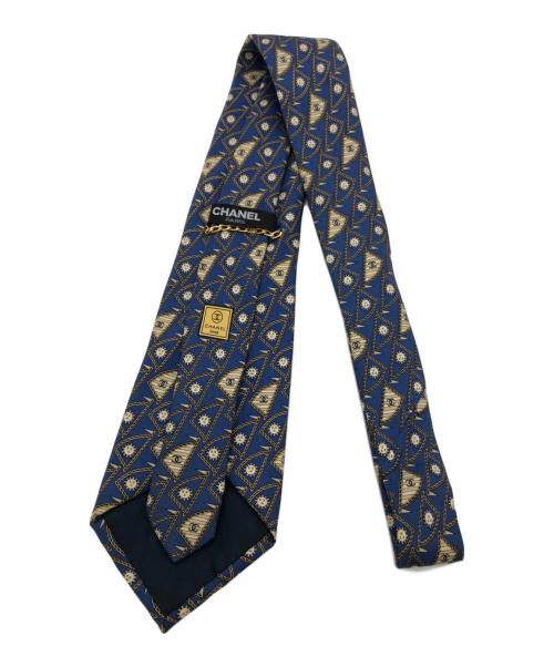 CHANEL（シャネル）CHANEL (シャネル) ネクタイ ブルー×ベージュ サイズ:FREEの古着・服飾アイテム