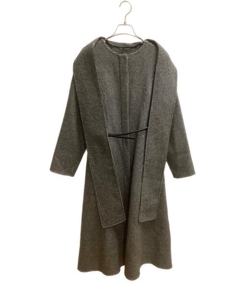 CELFORD（セルフォード）CELFORD (セルフォード) ストール付きリバードレスコート ブラック×ホワイト サイズ:SIZE 36の古着・服飾アイテム