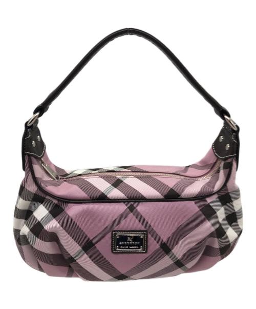BURBERRY BLUE LABEL（バーバリーロンドンブルーレーベル）BURBERRY BLUE LABEL (バーバリーブルーレーベル) セミショルダーバッグ ピンク×ブラックの古着・服飾アイテム