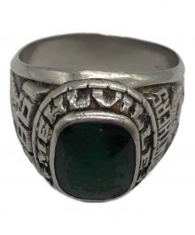 ノーブランド（ノーブランド）の古着「カレッジリング」｜シルバー×グリーン