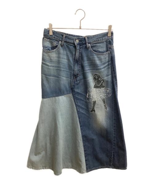 Hysteric Glamour（ヒステリックグラマー）Hysteric Glamour (ヒステリックグラマー) スクラッチデニムスカート ブルー サイズ:SIZE Freeの古着・服飾アイテム
