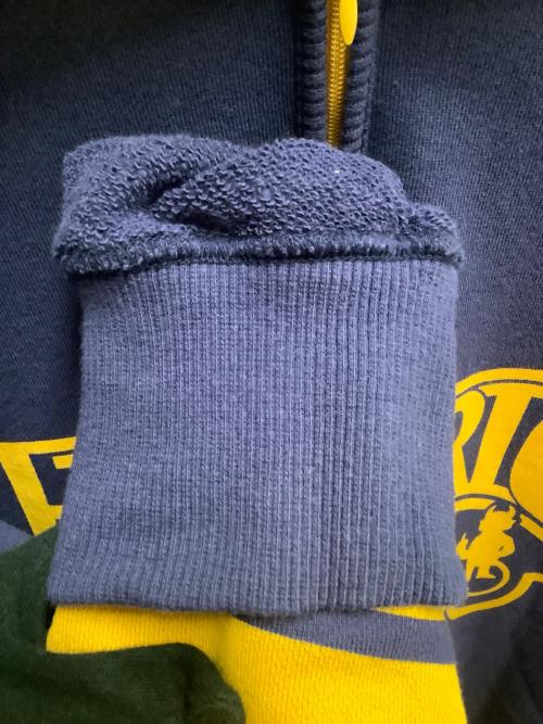 Hysteric Glamour（ヒステリックグラマー）Hysteric Glamour (ヒステリックグラマー) DEVIL MOTOR 衿付きスウェット ネイビー×イエロー サイズ:SIZE Mの古着・服飾アイテム