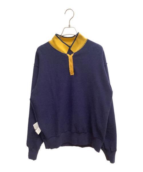 Hysteric Glamour（ヒステリックグラマー）Hysteric Glamour (ヒステリックグラマー) DEVIL MOTOR 衿付きスウェット ネイビー×イエロー サイズ:SIZE Mの古着・服飾アイテム