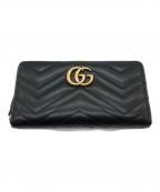 GUCCIグッチ）の古着「ダブルG ジップアラウンドウォレット」｜ブラック×ゴールド