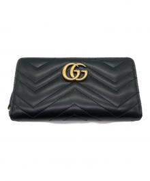 GUCCI（グッチ）の古着「ダブルG ジップアラウンドウォレット」｜ブラック×ゴールド