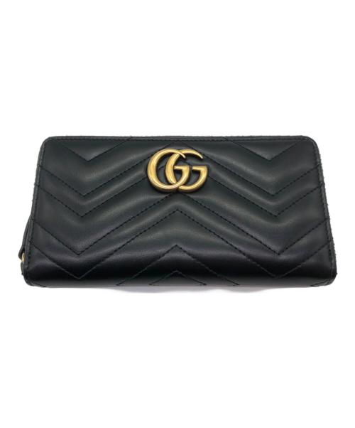 GUCCI（グッチ）GUCCI (グッチ) ダブルG ジップアラウンドウォレット ブラック×ゴールドの古着・服飾アイテム