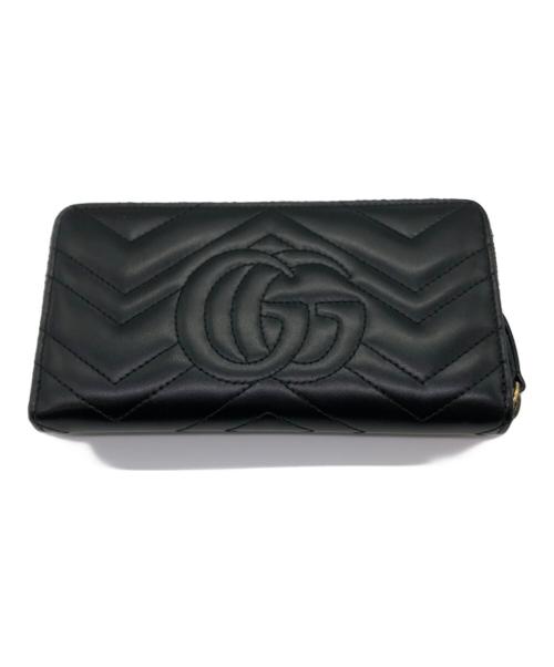 GUCCI（グッチ）GUCCI (グッチ) ダブルG ジップアラウンドウォレット ブラック×ゴールドの古着・服飾アイテム