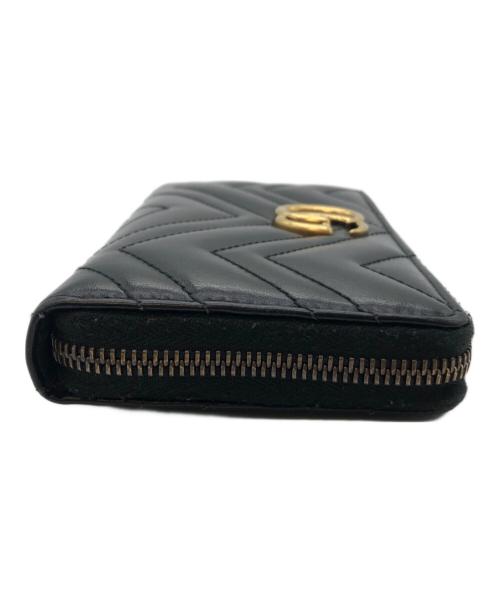 GUCCI（グッチ）GUCCI (グッチ) ダブルG ジップアラウンドウォレット ブラック×ゴールドの古着・服飾アイテム