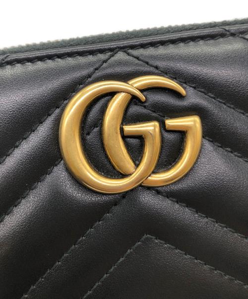 GUCCI（グッチ）GUCCI (グッチ) ダブルG ジップアラウンドウォレット ブラック×ゴールドの古着・服飾アイテム
