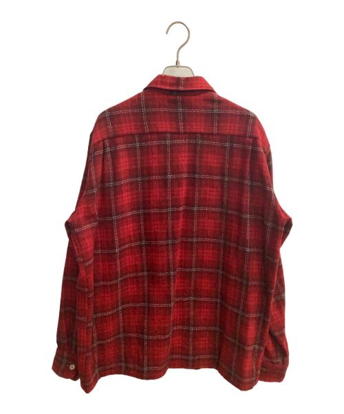 TOWN CRAFT（タウンクラフト）TOWN CRAFT (タウンクラフト) オープンカラーシャツ ブラック×レッド サイズ:Lの古着・服飾アイテム